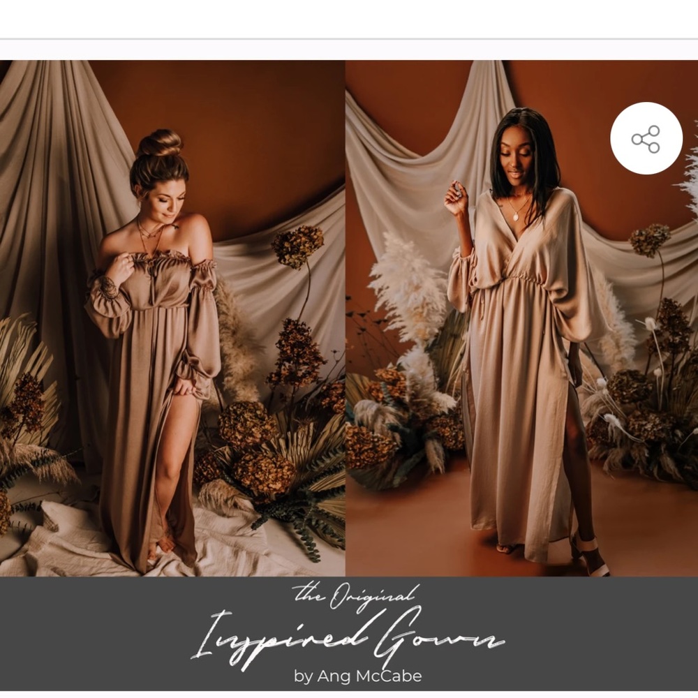 NWT Myrtle & Moss satin gown- champagne